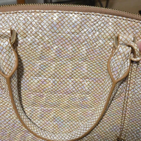 NEW Brahmin Duxbury Satchel in Tiramisu...a shimmering cream/gold leather - Picture 16 of 16